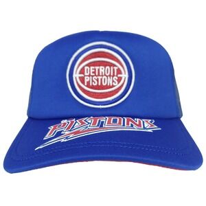 Detroit Pistons Mitchell & Ness NBA Trucker Hat Cap 3D Logo Bill Logo‎ Blue NWT